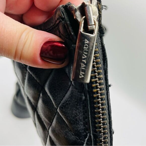 Aquatalia Gray Quilted Leather Moto Boots - Picture 4 of 5